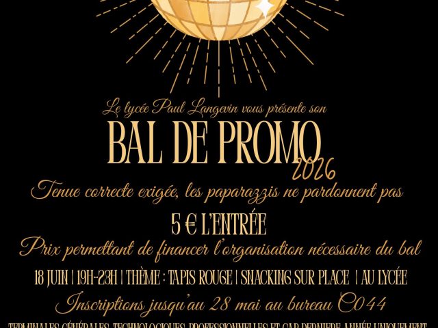 Bal de Promo 18 Juin 2026 – 19h à 23h